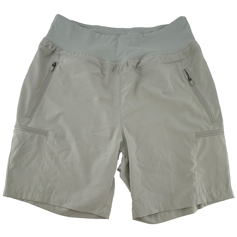 Womens Hiking Shorts Small Gray Stretch Lightweight Zip Pocket Outdoor Travel